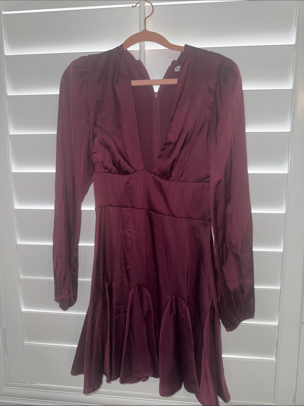 Abercrombie & Fitch Wine Long-Sleeve V-Neck Dress